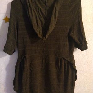 3/4 lenght sleeves thin jacket shirt with hood